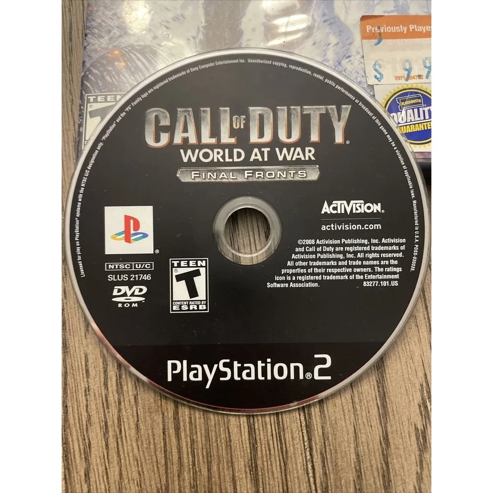 Call of Duty World at War Final Fronts Playstation 2 PS2 Blockbuster Stickers